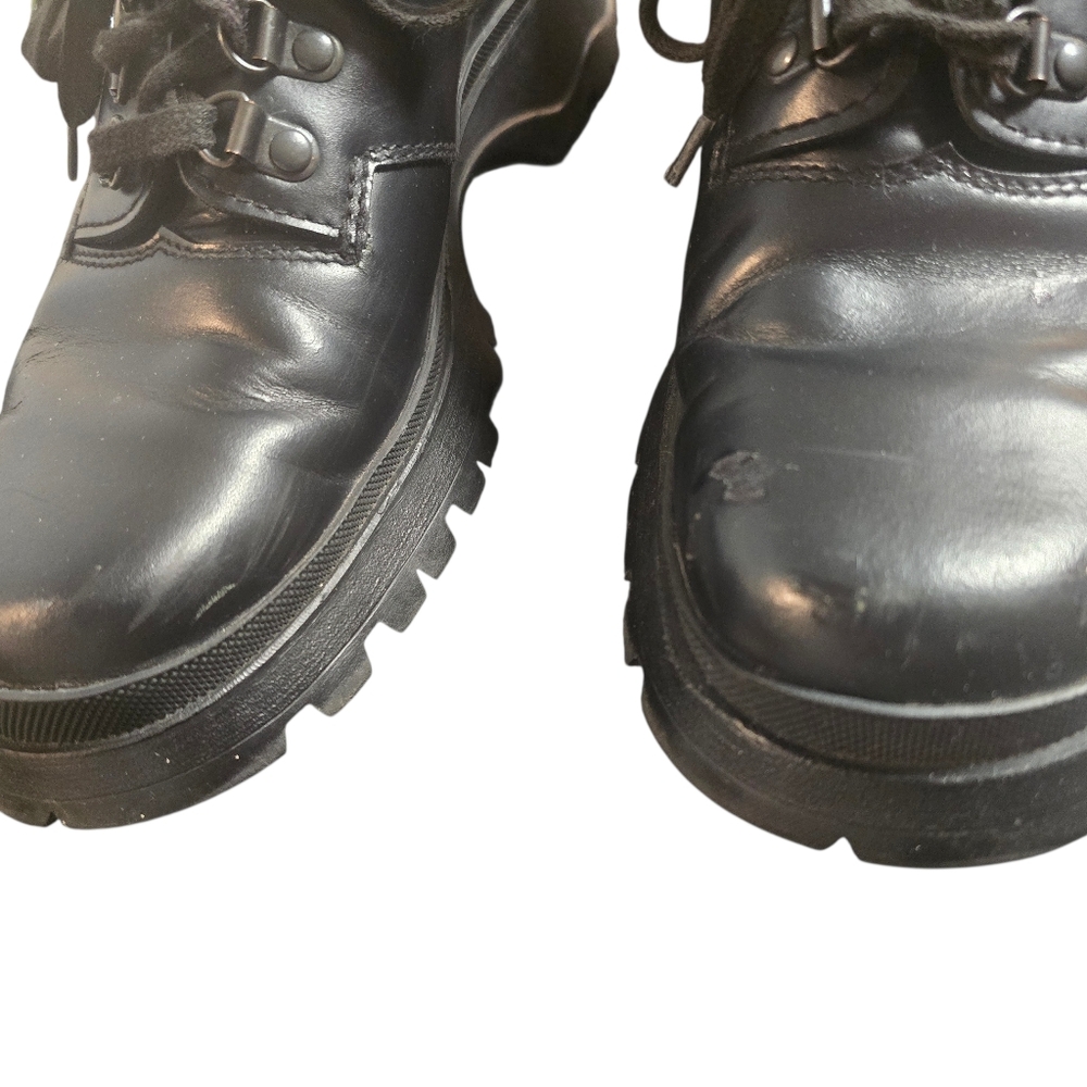 Vintage Prada Leather Lug Sole Combat Boots Size 39 Made in Italy - Picture 2 of 16